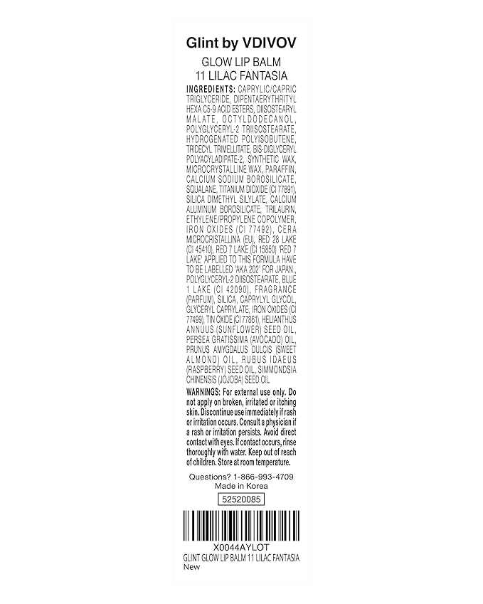 Glint Glow Lip Balm (Lilac Fantasia, 0.1oz) - Moisturizing Stain Lipstick with Shine for Natural Lips, Tinted Treatment. Luxurious Korean Skin Care Makeup. Chapped, Dry, Cracked