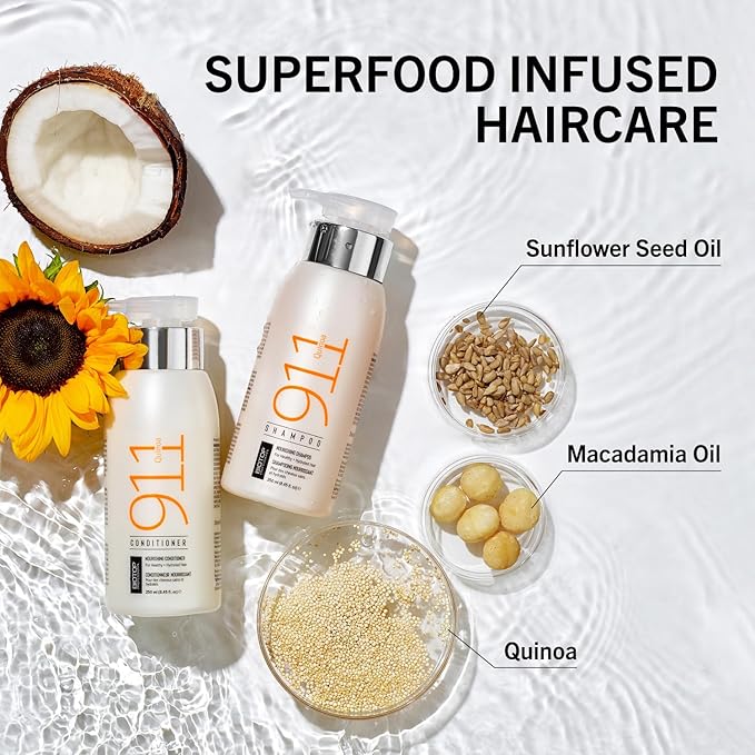 Biotop Professional 911 Quinoa Smoothing Serum - Hair Serum For Frizzy and Damaged Hair to Repair and Promote Shine - UV + Heat Protectant (2.2 Oz / 65ml)