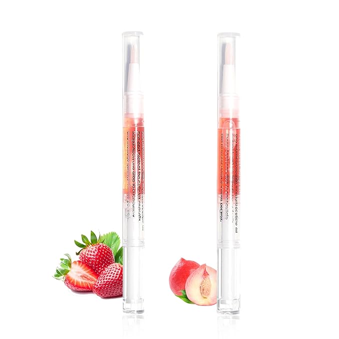 Cuticle Oil Pen for Nails Care,Nail Oil For Strength,Nourish Moisten Care Nail Cream To Reduce Nail Cracking and Dry for Weak Peeling Brittle and Thin Nails (Strawberries&peaches)