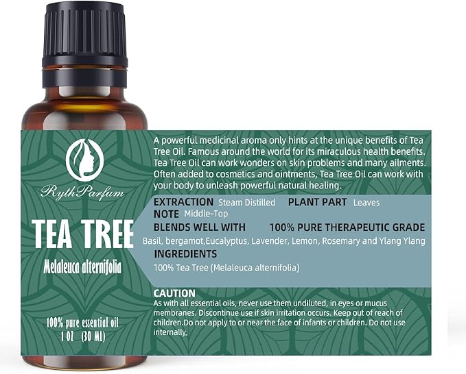 Pure Tea Tree Oil 30ML with šš«ššš®šššš šš²š šš«šØš©š©šš« - Therapeutic Grade for Skin, Hair, Face,Toenails | 100% Natural Melaleuca Tea Tree Essential Oil for Face,Piercings, Scalp