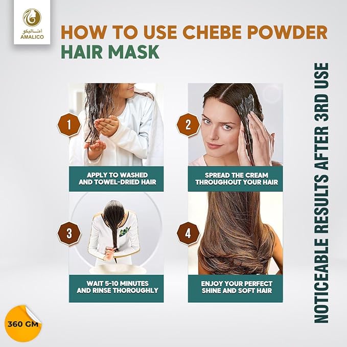 Hair Treatment Mask with Chebe Powder - Natural Hair Growth and Repair Formula - Moisturizing Mask for Dry, Damaged Hair (12.7 Ounce)