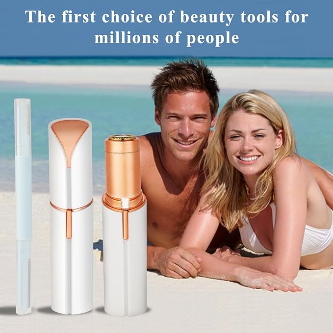 Facial Hair Removal for Women Men,Electric Painless Hair Removal Device Included 2 x Replacement Heads,USB Rechargeable Lady Womens Face Shaver with LED Light for Lip,Chin,Arms (White)