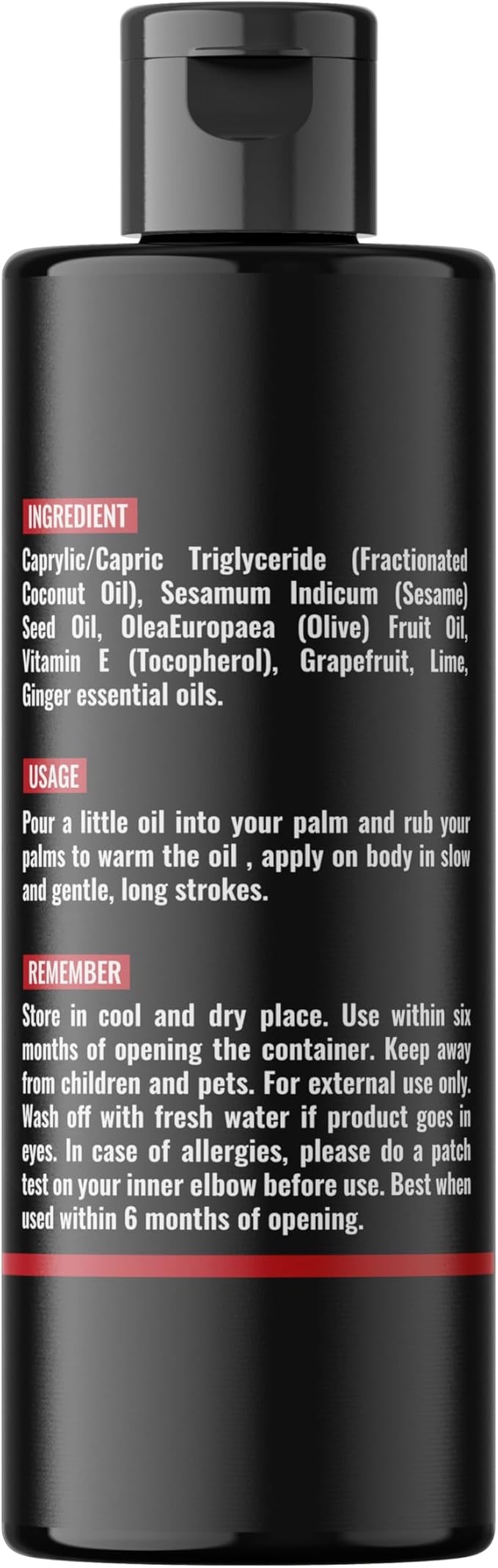 Organic - Grapefruit Full Edible Body Massage Oil - Refreshing, Calming | No Stain & Non-Sticky | with Fractionated Coconut Oil, Grapefruit & Lime Oil - 4.05 Fl Oz