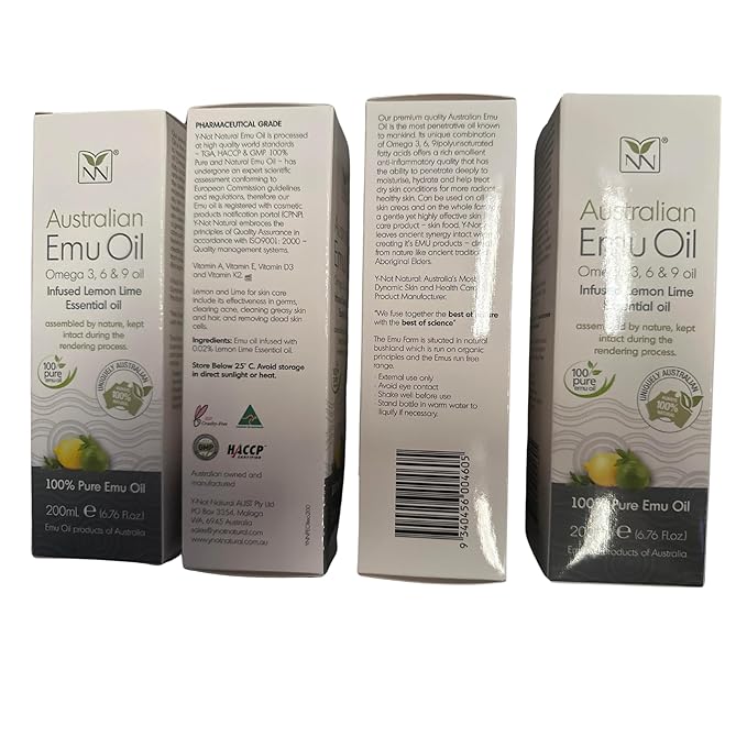 Y-Not Natural Ultra Pure Australian Emu Oil - Luxury Emu Oil 60 mL - Free Range Aboriginal Omega 3, 6 & 9 Infused with Lemon Lime - The Ultimate Moisturizer for Skin, Hair, Nails, and Scalp