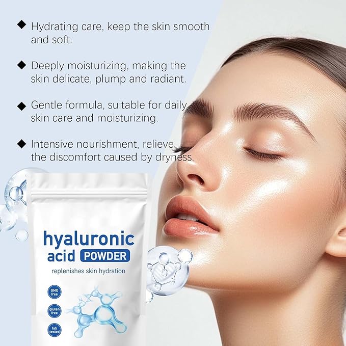 Low Molecular Weight Hyaluronic Acid Powder for Skincare – Vegan Cosmetic Grade, Water-Soluble Hydrating Ingredient for DIY Facial Serum & Skin Moisture, 100g (1pc)