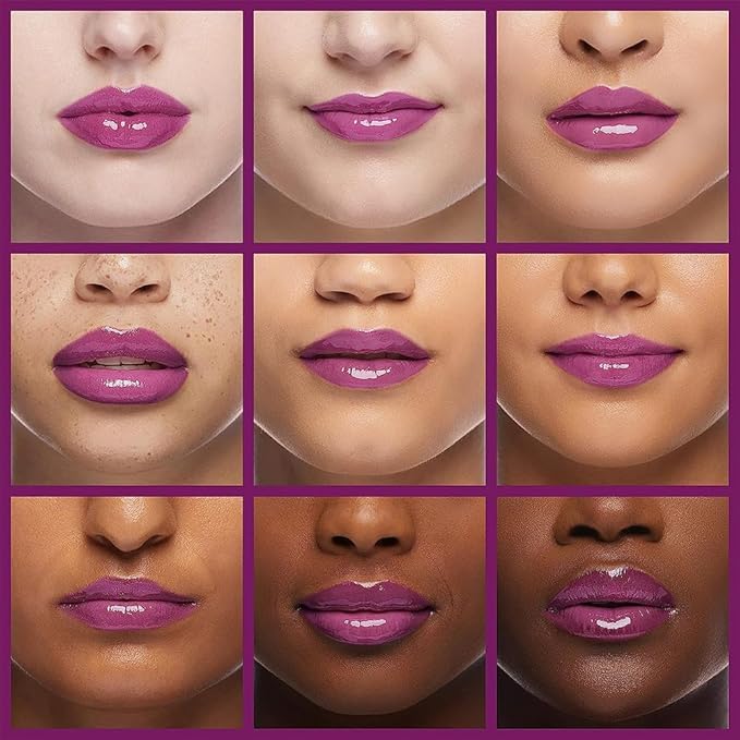 Plumping Lip Oil, Hydrating Gloss Tinted Lip Balm Transparent Lip Care, Big Brush Head Glitter Shine, Long Lasting Nourishing Non-sticky Fresh Texture(PURPLE)