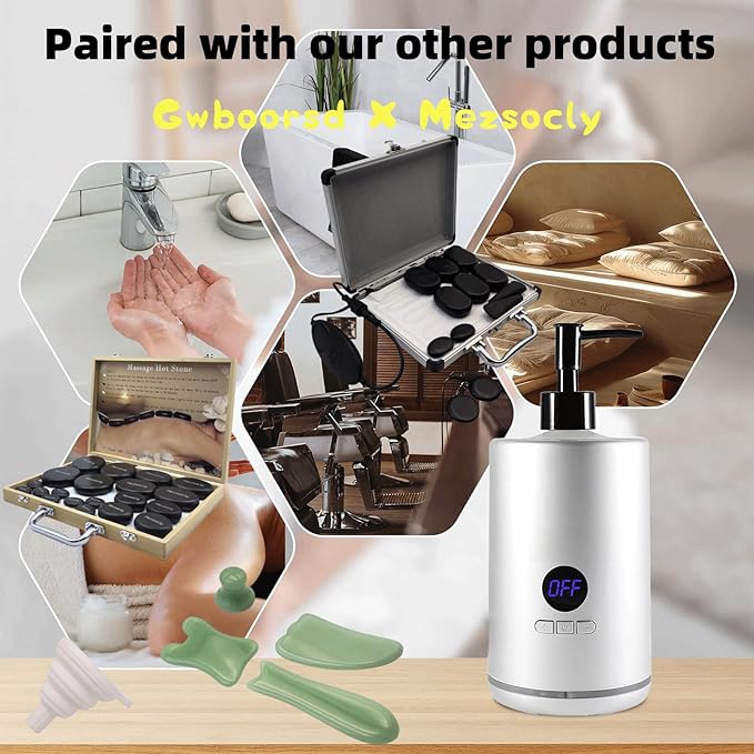 oil warmer for massage,massage Oil Warmer for Massage, lotion Oil Warmer for Spa, Salon and Barber Shops,with 2 Oil Bottle Dispenser,with 1 White funnel,Temperature control,Atmosphere lights,Black