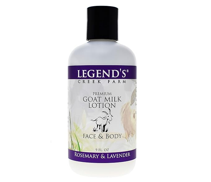 Legend's Creek Farm Goat Milk Lotion - Moisturizing Goat Milk Body Lotion for Body, Hand & Face - 9 oz Body Moisturizer with Shea Butter, Sunflower Oil, Aloe, Handmade in USA (Rosemary & Lavender L.)