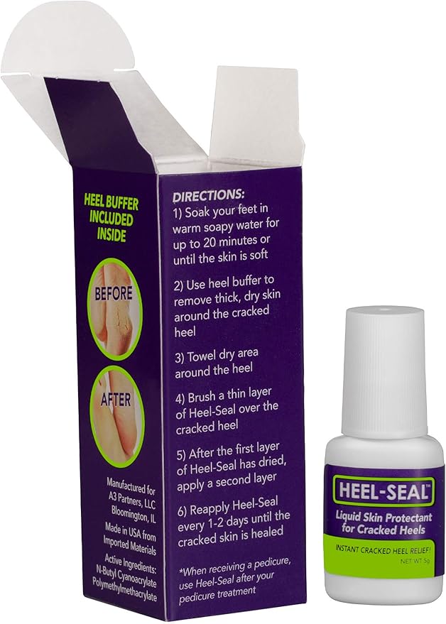 The #1 Liquid Skin Protectant for Cracked Heels, Cracked Feet Treatment, Liquid Bandage, Must-Have Foot Care for Cracked Feet, Calluses, Blisters, Foot Repair, Applicator and Buffer, 1Pk