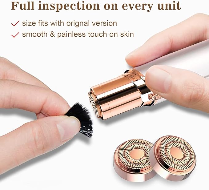 Hair Remover for Face Woman, Electric Face Shaver for Women, Peach Fuzz with 2 Pc Replacement Heads, USB Rechargable