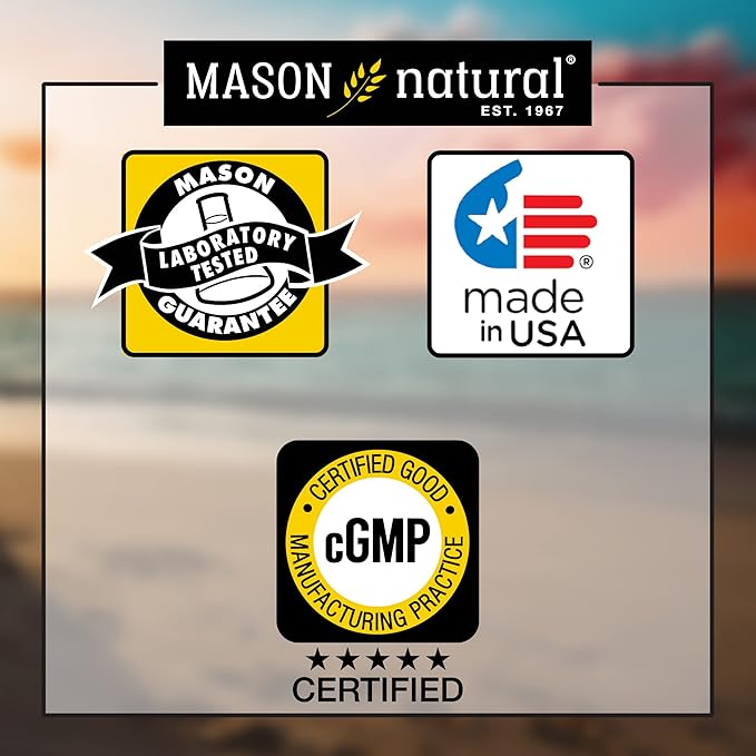 MASON NATURAL 800 Mcg Tablets, Dietary Supplement, Support and Strengthens Healthy Hair and Nails Biotin, 60 Count, Pack of 3