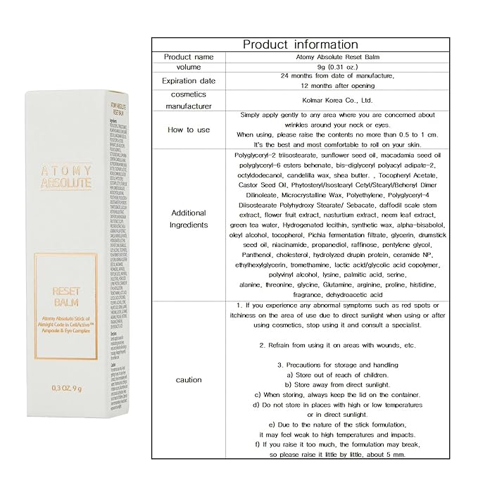 Moisturizing & Radiance-Boosting Balm eye cream ampoule for Atomy Absolute Reset Balm 9g