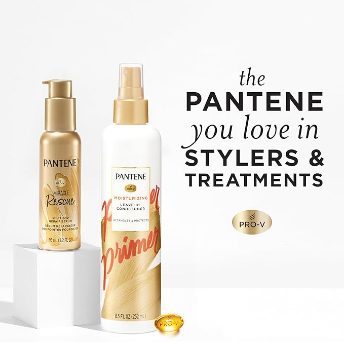 Pantene Hair Serum, Split Ends Hair Treatment, Hair Serum for Frizzy and Damaged Hair, Miracle Rescue, 3.2 oz
