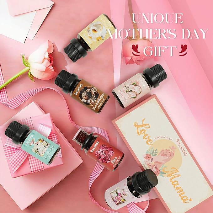 SALKING Fragrance Oil Gift Set for Mom, Premium Essential Oil for Diffuser, Scented Oil Gift for Mother's Day, Diffuser Oil for Soap & Candle Making Scents, Set of 6 Aromatherapy Oil for Women