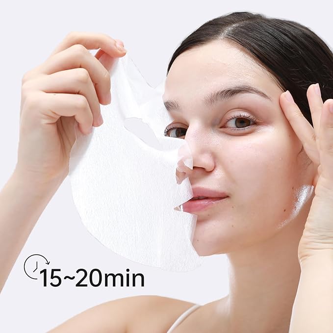 '+WIS+ Intensive Hydrating Face Masks 24 EA with Hyaluronic Acid Serum for Dry Skin, Collagen Facial Mask to Pore Minimizing, Elasticity Improvement and Repair Dehydrated Skin, Safe on Sensitive Skin