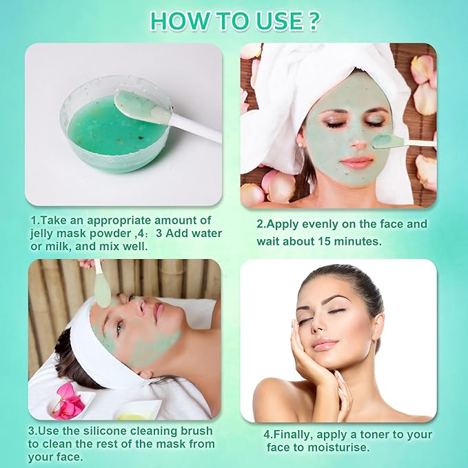 Jelly Mask for Facials Professional,Hydrating Deep Cleaning Face Mask Powder Set,(Hyalorunic Acid, Rose,24K Gold,VC Essence,Aloe Vera)