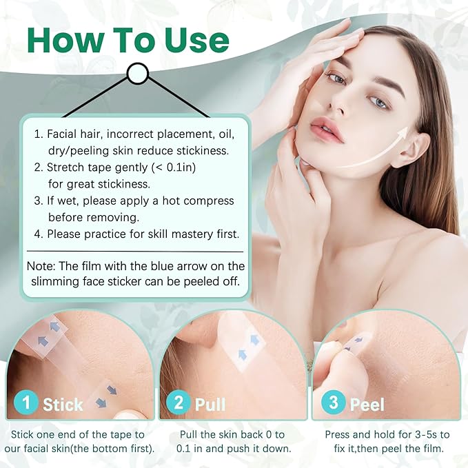 Face Lift Tape, Face Tape Lifting Invisible, Facelift Tape for Face Invisible, Neck Tape Skin Tape Facial Tape for Lifting Loose Sagging Skin, Jowls, Eyes, Double Chin (1 Count (Pack of 256))