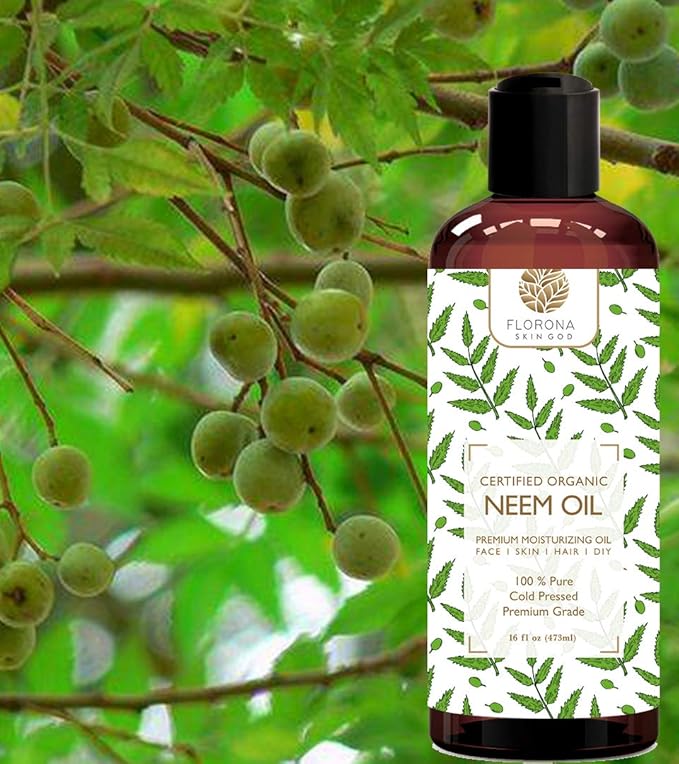 Florona Neem Oil USDA Organic - 16 fl oz for Hair Care, Skin Care, Aromatherapy, Soap Making