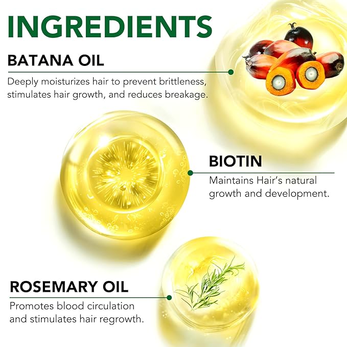 Hair Mask with Batana Oil, 2.1 Fl Oz - Deep Repair Conditioning Mask to Strengthen and Nourish Dry, Damaged & Frizzy Hair for All Hair Types, Biotin Hair Treatment