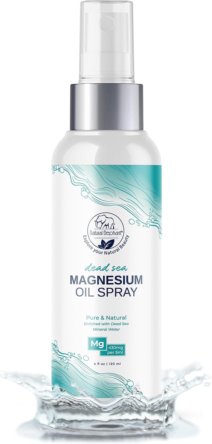 Natural Elephant Dead Sea Magnesium Oil Spray for Topical Use | 100% Pure | 4 fl oz (120ml)| Promotes Relaxation and Well-Being