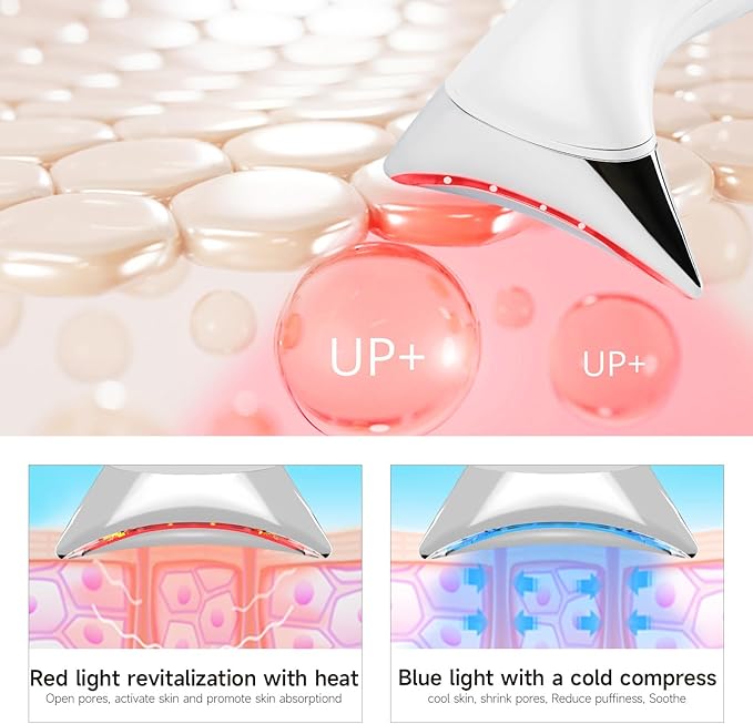 Ms.W Red Light Neck Face Massager, Facial Massager with Hot & Cold Modes for Skin Care, Vibration for Skin Tightening and Rejuvenation(White)