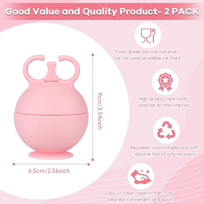 2 Pack Ice Roller for Face, Ice Cube Roller for Face Neck Body and Eye Ice Face Roller Tones Skin Eliminates Puffiness Face Ice Mold Ice for Face Gua Sha, Ice Roller for Face Women Men (Pink Blue)