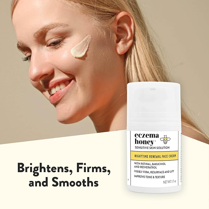 ECZEMA HONEY Concentrated Nighttime Renewal Face Cream - Anti Aging Skin Care Products - Unscented Face Moisturizer for Eczema, Dry & Sensitive Skin (1.7 Oz)