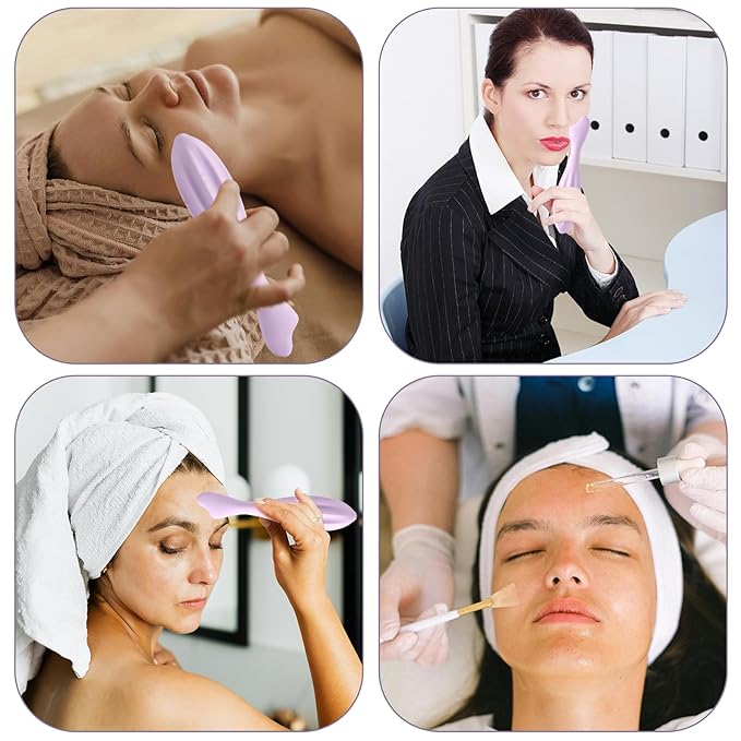 2pcs Face Massage Rollers, 6.99x1.1x0.43in Silicone Facial Rollers Reliable Face Massager Tool Face Skin Care Face Guasha Stick Body Gua Sha Relax for Women(Purple)