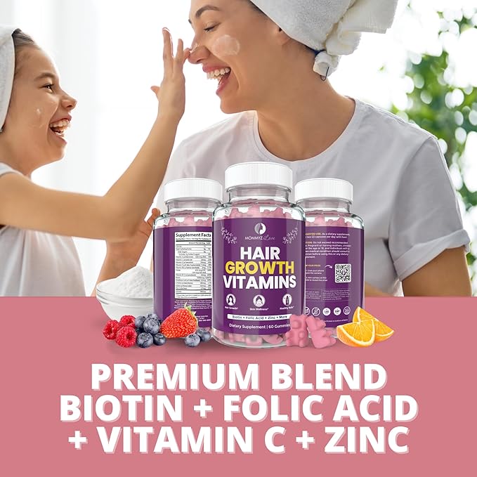 Postpartum Hair Growth Vitamins Plus Apple Cider Vinegar Gummies with Folate and Vitamin B12 - Nourishing Support for New Moms' Weight Management, Healthy Digestion