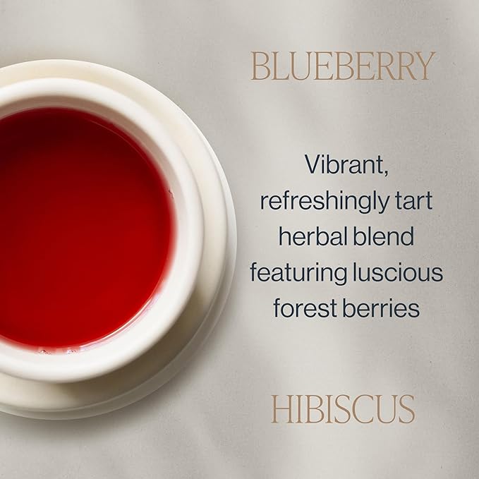 Rishi Tea Blueberry Hibiscus Herbal Tea - Organic, Caffeine Free Sachet Bags, Sweet & Tangy with Antioxidants, Enjoy Hot or Iced - 15 Count (Pack of 1)