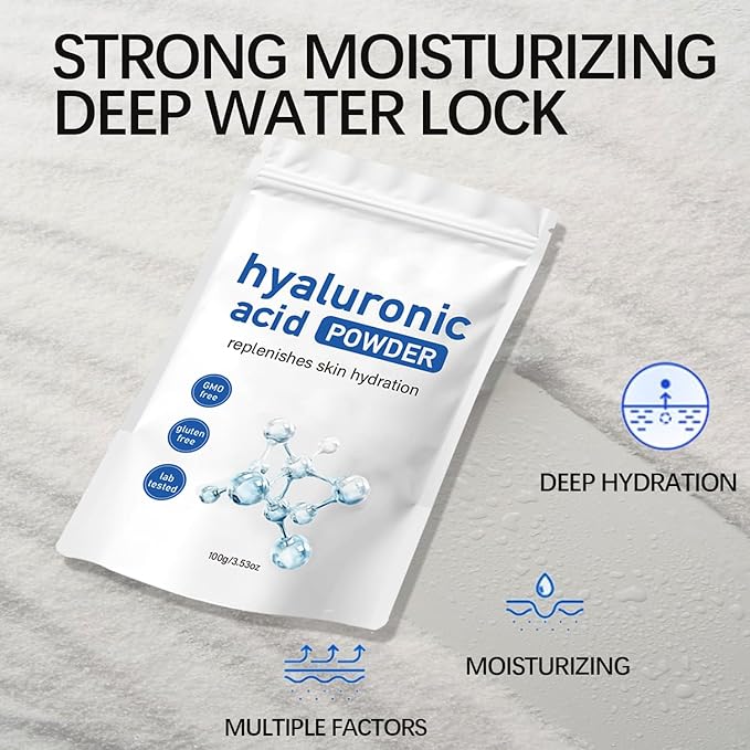 Hyaluronic Acid Powder, Hyaluronic Acid Powder for Skincare, DIY Facial Serum,Low Molecular Weight, Water Soluble Hydrating Ingredient for Skin Moisture (1PCS)