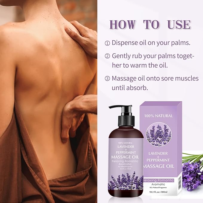 Lavender Massage Oil for Calming, Soothing and Relaxing Muscles Massage Oil for Massage Ideal Body Oil for Skin Moisturizing for Men and Women