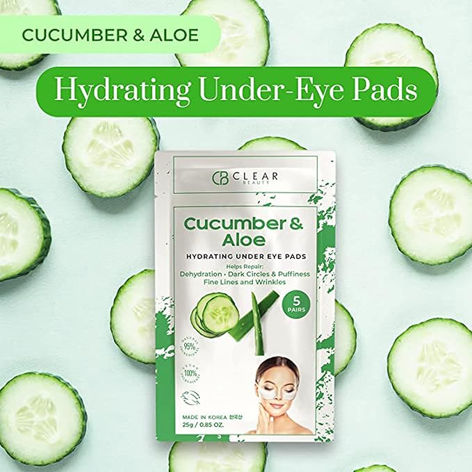 Cucumber & Aloe Under Eye Patches - Dermatologist Tested, Reduces Dark Circles, Anti-Aging - Clean Beauty, Natural Ingredients, Cruelty-Free Korean Skincare - All Skin Types - 5 Pairs