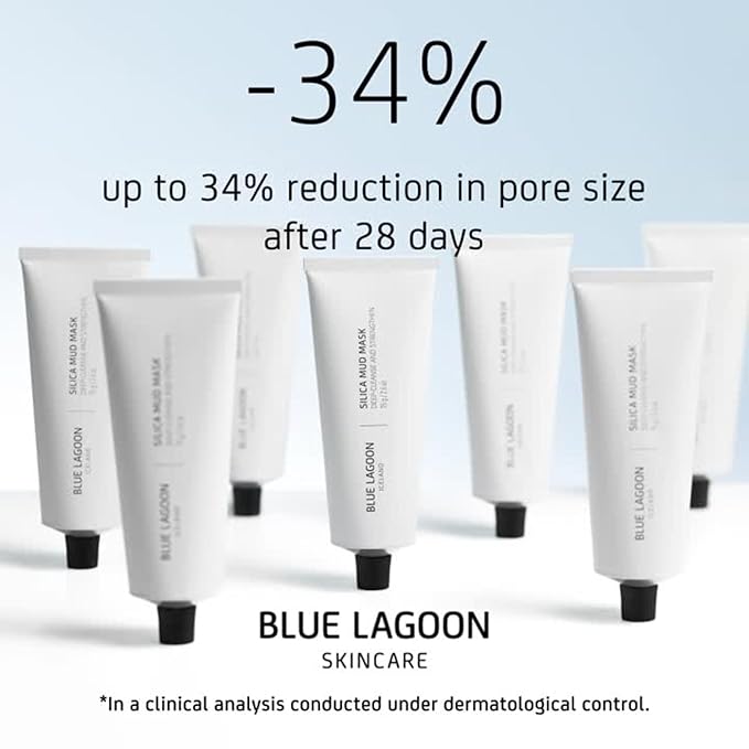 Blue Lagoon Silica Mud Mask, Purifying Facial Mask to Calm Redness & Soothe Skin, Even Complexion and Boost Radiance While Minimizing Oil, Pores and Breakouts, 2.5 oz