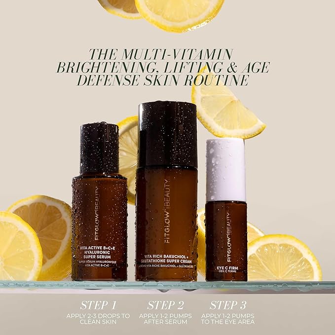 Fitglow Beauty | Eye C Firm Anti Aging, Firming & Hydrating Eye Cream | Reduce Wrinkles, Fine Lines, Dark Circles & Puffiness | Vitamin C + K, Caffeine, Hyaluronic & Botanical Extracts | Clean Beauty