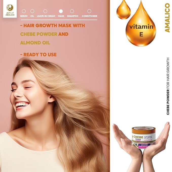 Hair Treatment Mask with Chebe Powder - Natural Hair Growth and Repair Formula - Moisturizing Mask for Dry, Damaged Hair (12.7 Ounce)