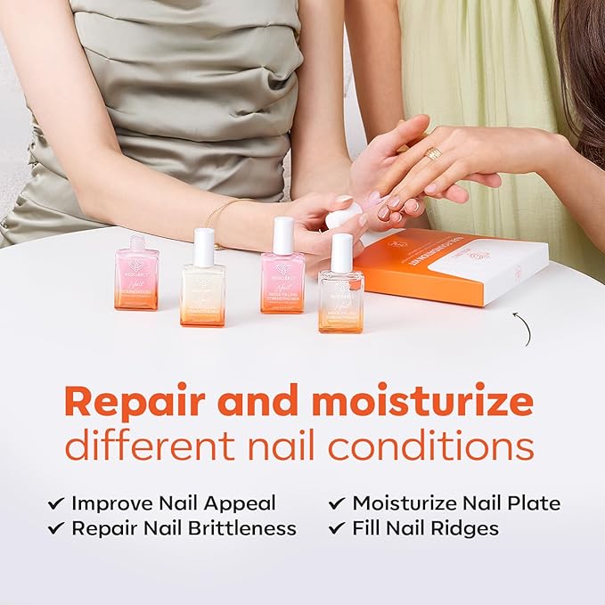 modelones Nail Strengthener Ridge Filler for Nails White Nail Polish Nail Repair for Thin and Damaged Nails Growth Treatment 15ml