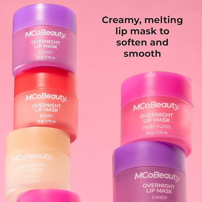 MCoBeauty Overnight Lip Mask - Candy, Hydrating Lip Balm, Vegan, Cruelty Free Cosmetics