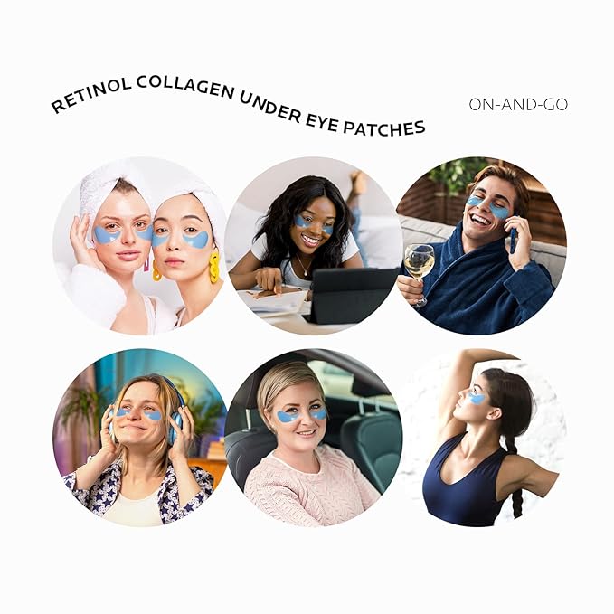 Dr. Pure Under Eye Patches for Wrinkles: Retinol Collagen Eye Mask for Puffy Eyes and Dark Circles with Hyaluronic Acid - Smooth Fine Lines Moisturizing and Hydrating (30 Pairs)