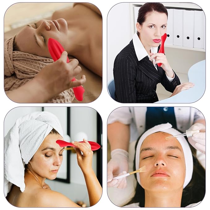 Silicone Facial Roller, Face Massage Roller Facial Roller Massager Eye Skin Care Tools Facial Massage Tool Face Massage Stick for Women Body Face (Rose Red)