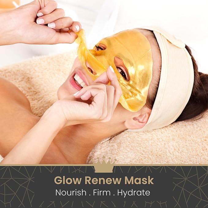 24K Gold Face Mask (5 Pack) - Hydrating & Nourishing Sheet with Collagen and Natural Extracts for Radiant, Moisturised Skin