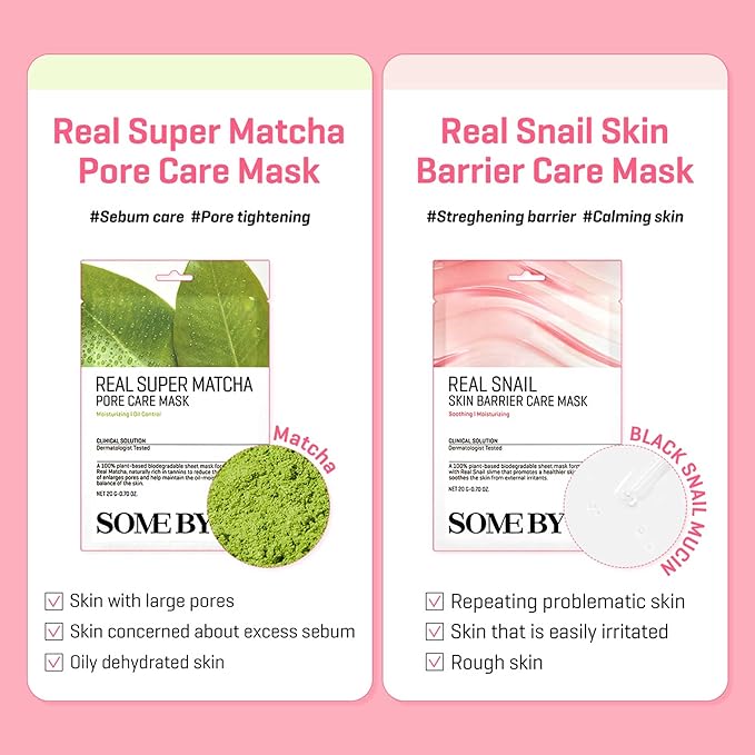 SOME BY MI Real Hyaluron Hydra Care Mask - Pack of 10 - Made from Hyaluronic Acid for Dry and Oily Skin - Daily Vegan Korean Sheet Mask for Skin Moisturizing and Hydrating - Korean Skin Care