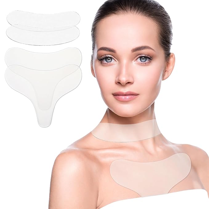 4 Pack Neck Chest Wrinkle Patches-Silicone Pads for Wrinkles, Anti Wrinkle Patches for Decollete & Cleavage, Anti Aging Wrinkle Remover