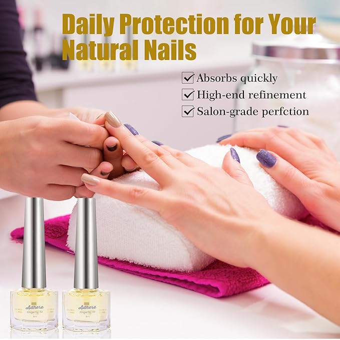 ADHERE Cuticle Oil for Nails Professional Nail Oil 8ML, Jojoba Nail Cuticle Oil Contains Vitamins with Soft Brush, for Nourishing, Hydrating, Dry Rough Nail Care Repair Essential Nail Care (Berries)
