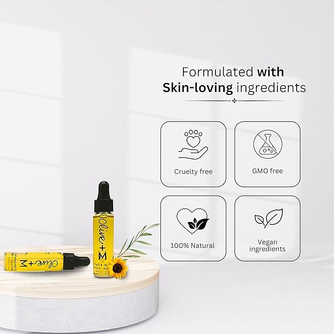 Facial Skin Care Set, Skincare Kit with Oil Cleanser and Hydrating Face Oil, Anti-Aging Moisturizer, Travel Size Mini Makeup Remover Oil, Acne Scar Treatment, Sample Trial Size (25 ml/each)
