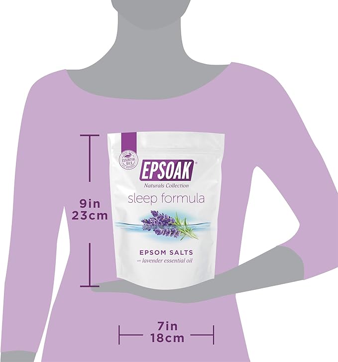 Epsoak Epsom Salt 6 lb. Magnesium Sulfate USP. (Qty. 3 x 2lb. Bag), Lavender Sleep Formula, Resealable Epsom Salt Bag, Made in The USA, Cruelty-Free Certified