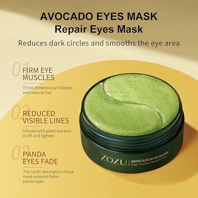 MOND'SUB Premium Under-Eye Mask with Collagen and Hyaluronic Acid for Dark Circles, Puffiness, and Eye Bags - Avocado Moisturizing Anti-Aging Eye Mask - Hydrating Under Eye Patches (30 Pairs)