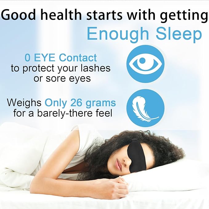 Eye Mask for Lash Extensions, Sleep Mask for Side Sleeper, Eyelash Sleeping Mask for Extensions,100% Block Out Light Sleeping Eye Mask for Women Men ,3D Sleeping Mask Adjustable Strap Ear Plugs
