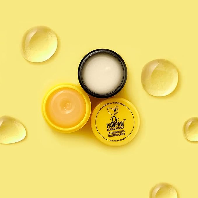 Dr. PawPaw Lip Scrub and Lip Balm Duo - Hydrating Lip Balm with Pawpaw, Aloe, Olive and Castor Oils - Vegan Lip Scrub For Sensitive Skin - 0.55 oz