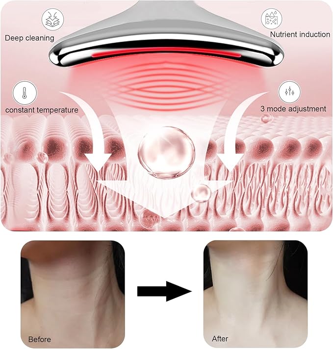 Facial and Neck Massager,7 Color Led light therapy for Face and Neck, Multifunctional Facial Skin Care Tools,Beauty Device for Home Use